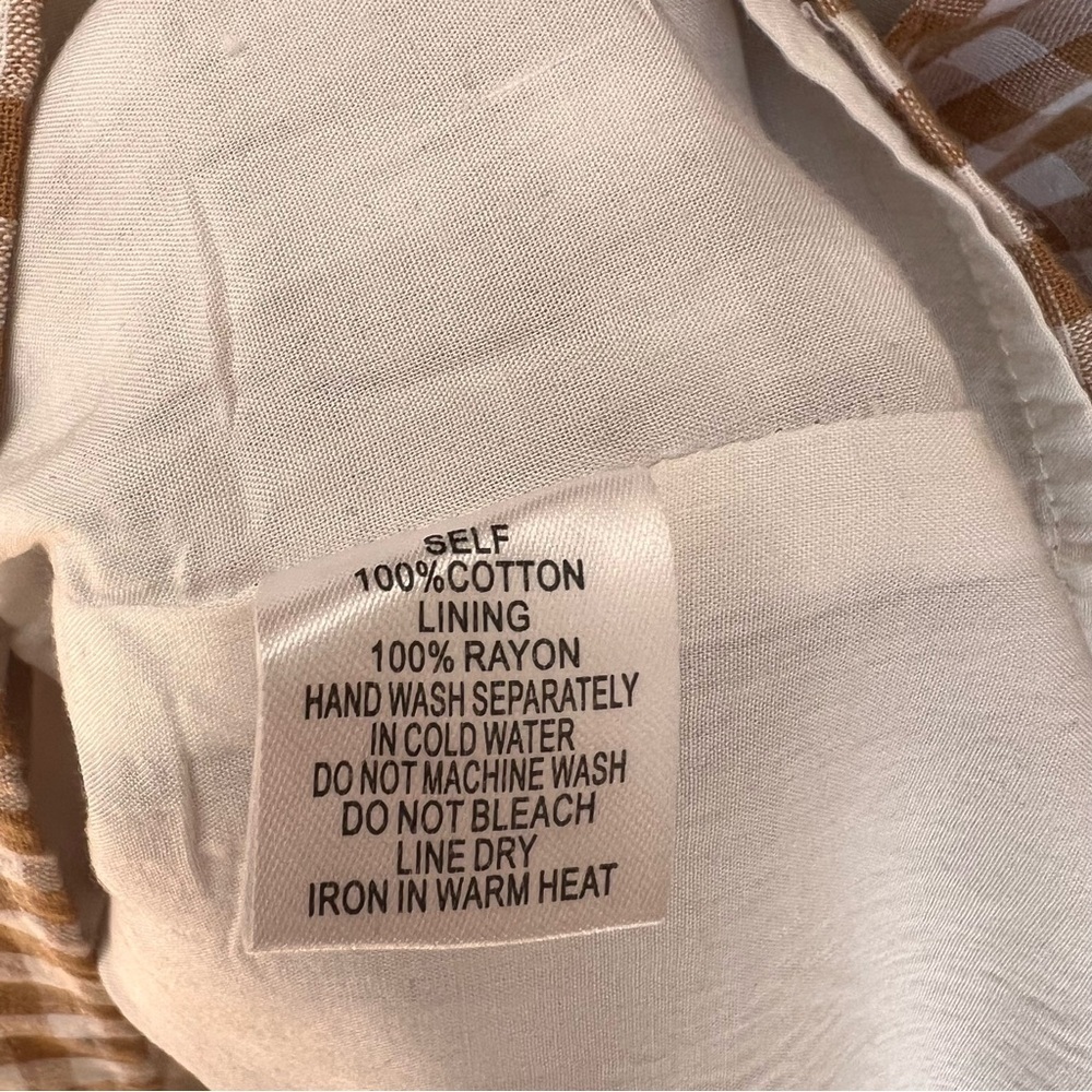 Cotton Candy LA Tan & White Gingham Spaghetti Strap Dress - Picture 6 of 8